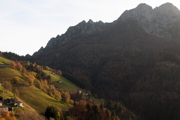 Fototapeta na wymiar Mount Alben View in a Autumnal Afternoon, Italian Alps