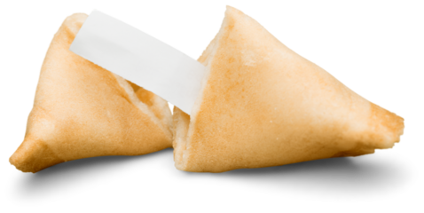 Broken Fortune Cookie with Blank Piece of Paper