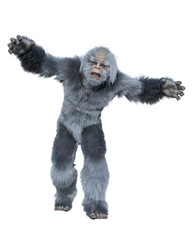 Yeti lurching forwards with arms outstretched. - obrazy, fototapety, plakaty