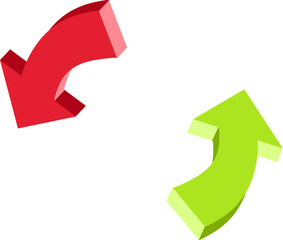 Arrow recycle green and red curve