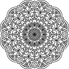 Mandala isolated on the white background.Decorative monochrome ethnic mandala pattern.
