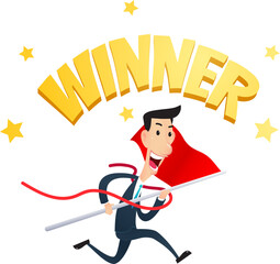 Winner man finish line