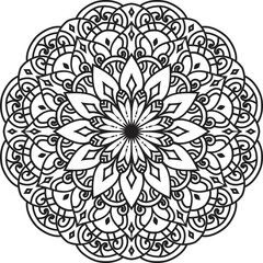 Mandala isolated on the white background.Decorative monochrome ethnic mandala pattern.