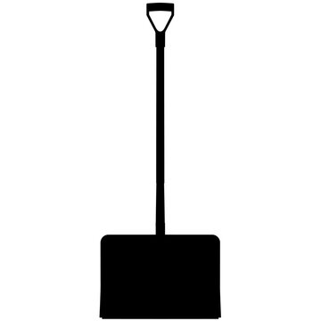 recommend clip art: Snow shovel, snow plow with ergonomic handle, snow clearer for small and large amounts of snow realistic silhouette
