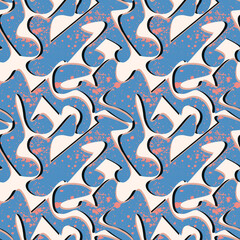 Urban psychedelic abstract seamless pattern with colorful wave shapes