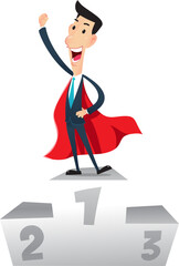 Businessman stand on number one podium