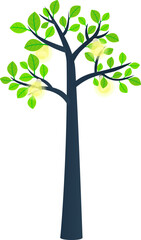 Obraz premium Business, concept, worker, man, cute, cartoon, tree, light, bulb, idea