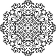 Anti-stress coloring book page for adults.Oriental mystical pattern.Yoga mandala.