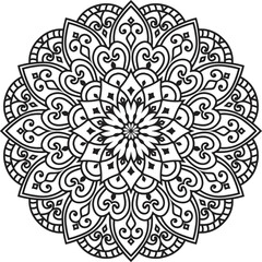 Anti-stress coloring book page for adults.Doodle pattern with ethnic mandala ornament.