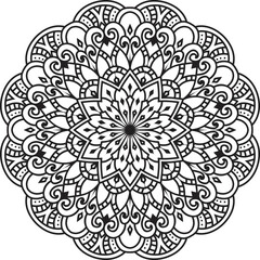 Anti-stress coloring book page for adults.Doodle pattern with ethnic mandala ornament.