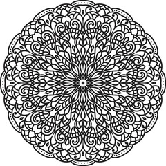 Mandala white background.Adult coloring page