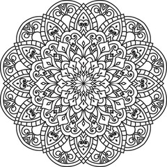 Mandala white background.Adult coloring page