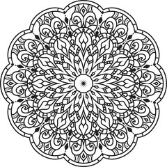 Mandala white background.Adult coloring page