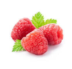 Sweet raspberry with leaves