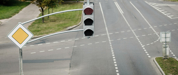 Traffic light showing red signal