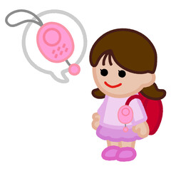 クレヨンタッチのイラスト / 防犯ブザーを身に付けている子供