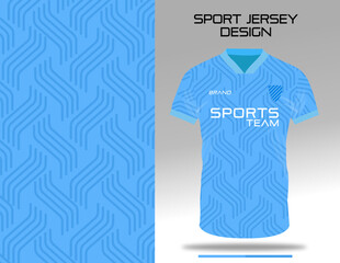 Sky blue sport jersey uniform textile design for soccer, football, volleyball, badminton club. Sublimation printing fabric vector design.