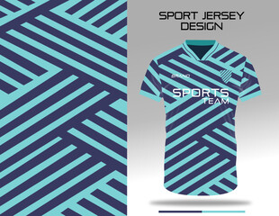 Light blue stripe sport jersey uniform textile design for soccer, football, volleyball, badminton club. Sublimation printing fabric vector design.  