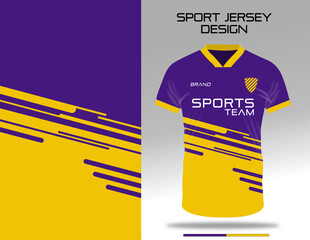 Yellow and purple sport jersey uniform textile design for soccer, football, volleyball, badminton club. Sublimation printing fabric vector design. © DiosiDesign