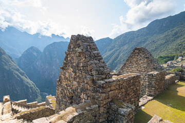 Fototapeta na wymiar panoramic views of machu picchu ruins, peru