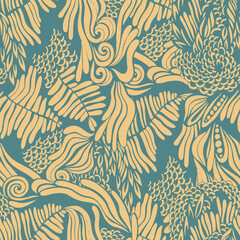 Abstract seamless pattern with hand drawn textures. Vector background.