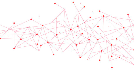 Red network. Abstract connection on white background. Network technology background with dots and lines for desktop. Ai background. Modern abstract concept. Line background, network technology vector