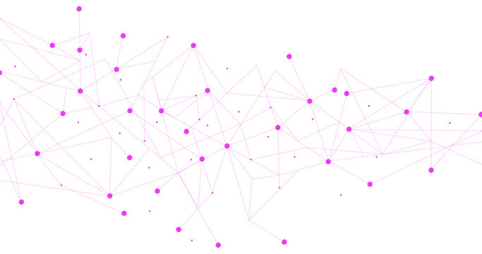 Pink network. Abstract connection on white background. Network technology background with dots and lines for desktop. Ai background. Abstract concept. Line background, network technology vector