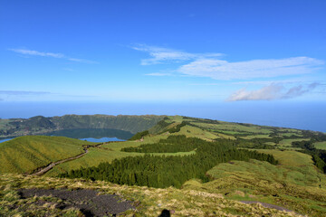 Fototapeta na wymiar Aerial View of Sete Cidades Lakes in the Azores