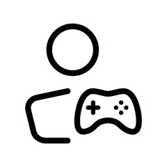 Gamer vector icon design. Isolated User with Controller Joystick Line sign symbol.