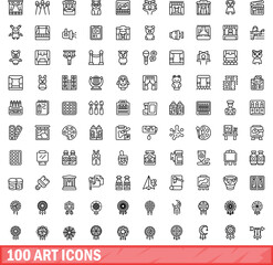 100 art icons set. Outline illustration of 100 art icons vector set isolated on white background