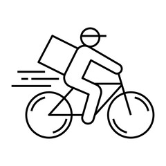 Courier delivery by bicycle Icon, Shipping fast deliveryman riding bike symbol, Pictogram flat design for apps and websites, Track and trace processing status, Vector illustration