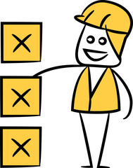 engineer and wrong list stick figure illustration