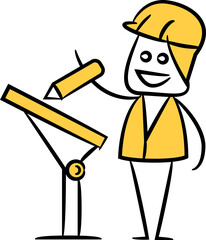 engineer drawing on table stick figure illustration