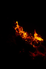 Fototapeta na wymiar flames from a fire in the dark