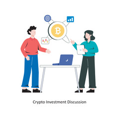 Crypto Investment Discussion flat style design vector illustration. stock illustration