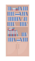 Office bookshelf semi flat color vector object. Folders and books. Editable element. Full sized item on white. Paper documents simple cartoon style illustration for web graphic design and animation