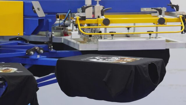 Automated Silk Screen Tee Shirts Print Machinery Carousel Rotating