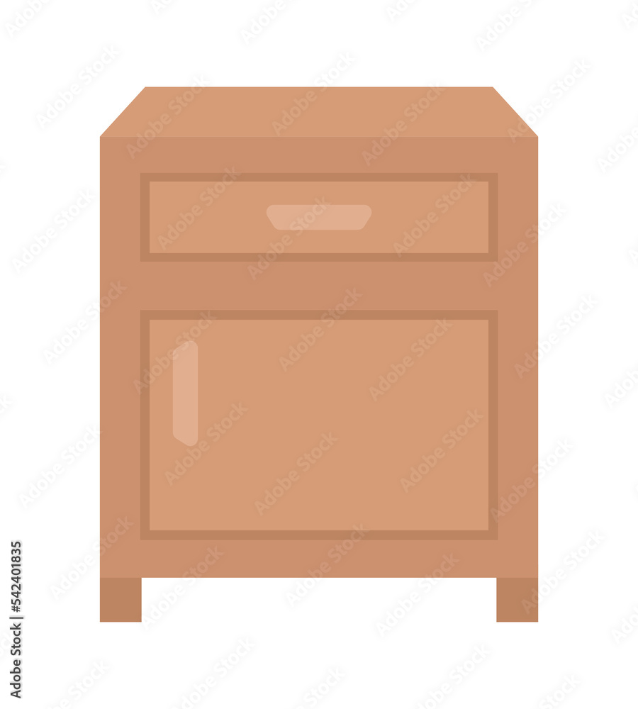 Poster bedside table semi flat color vector object. nightstand. editable element. full sized item on white.
