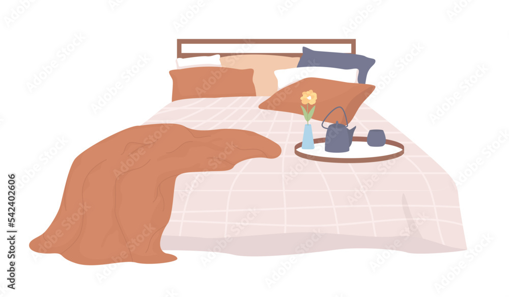 Aufkleber comfortable bed semi flat color vector object. editable element. full sized item on white. bedroom i