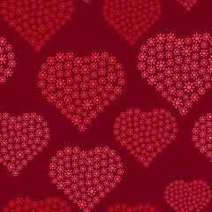 Obraz na płótnie Canvas Hearts seamless pattern. Heart shaped flowers. Girl pattern. Prints, packaging template, textiles, bedding and wallpaper.