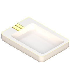3d rendering illustration of a rectangular ceramic ashtray