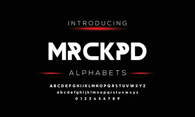 MRCKPD Sports minimal tech font letter set. Luxury vector typeface for company. Modern gaming fonts logo design