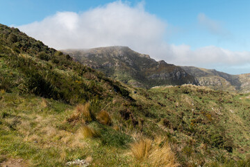 Green hill and blue sky at Christchurch, New Zealand.