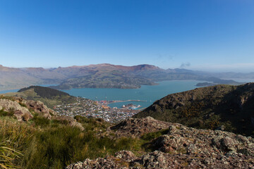 Day view of Lyttelton Harbour, Christchurch, New Zealand.