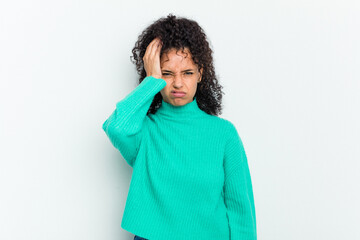 Young african american woman isolated tired and very sleepy keeping hand on head.