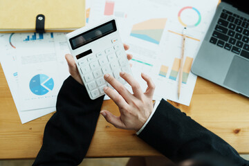 financial, Planning, Marketing and Accounting, portrait of Asian employee checking financial...