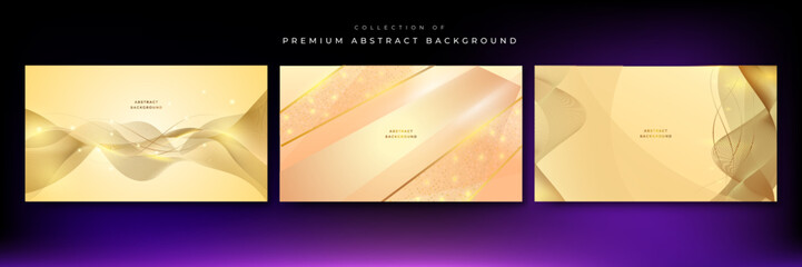 Set of luxury elegant gold and pink abstract background