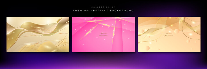 Set of luxury elegant gold and pink abstract background