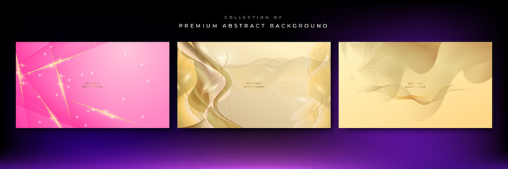 Set of luxury elegant gold and pink abstract background