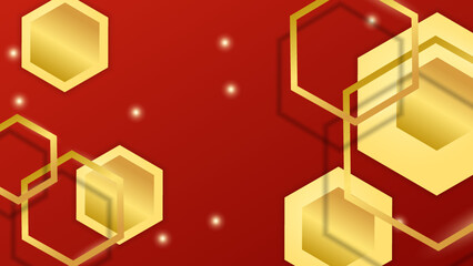 Red luxury background with golden line, diagonal line element and glitter light effect decoration